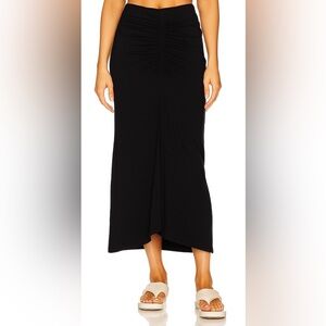 BOBI Revolve Straight Maxi Skirt in Black